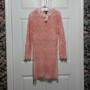 Forever 21 Peach Lace See-Thru Dress
